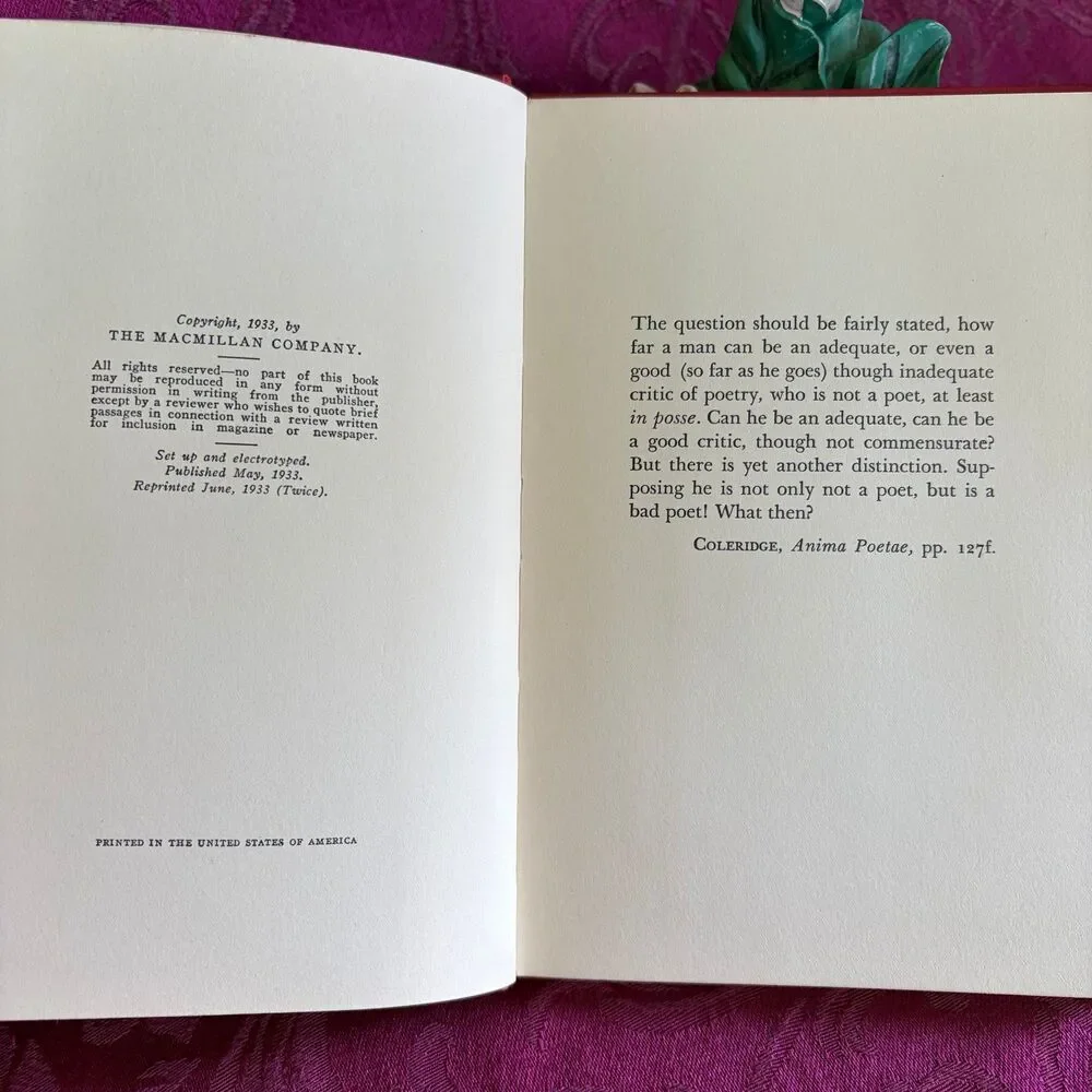 1933 The Name and Nature of Poetry by A. E. Housman, Vintage Book